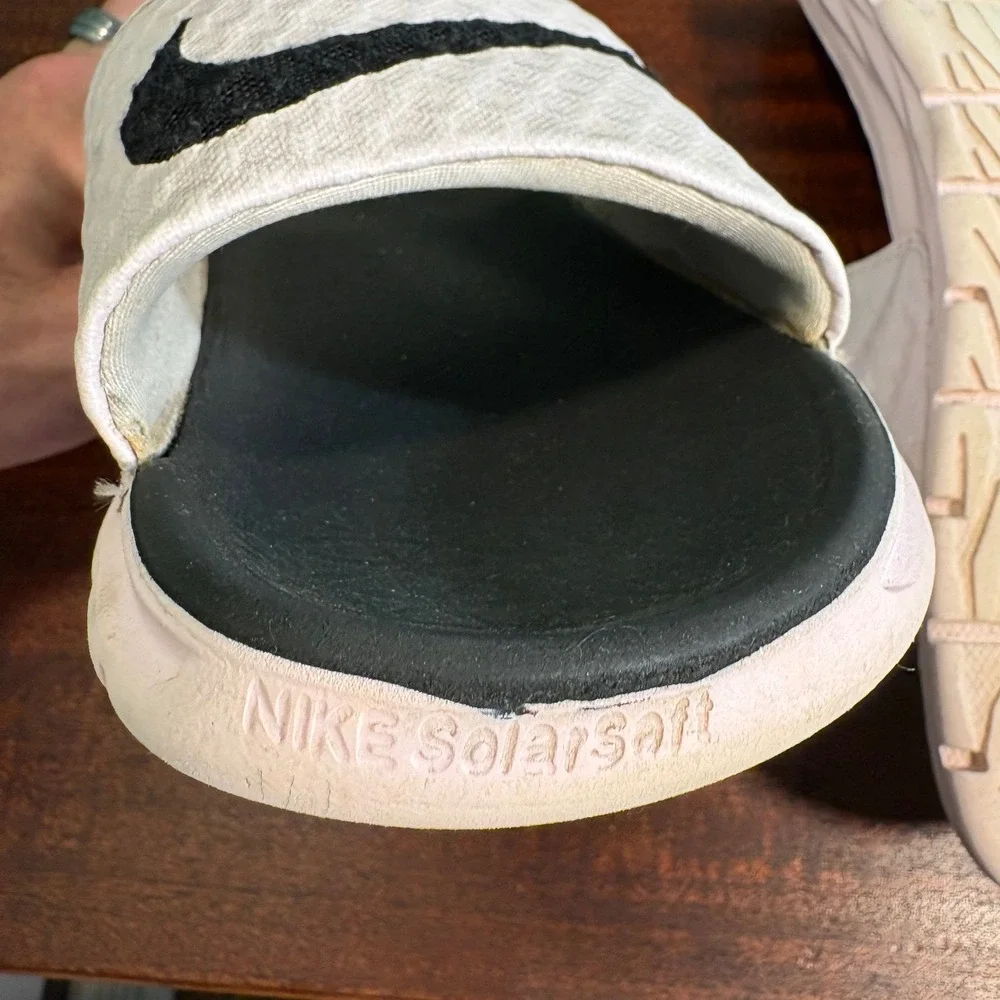 Nike Solarsoft Slide Sandals White Black Athletic Sport Comfort Slides
